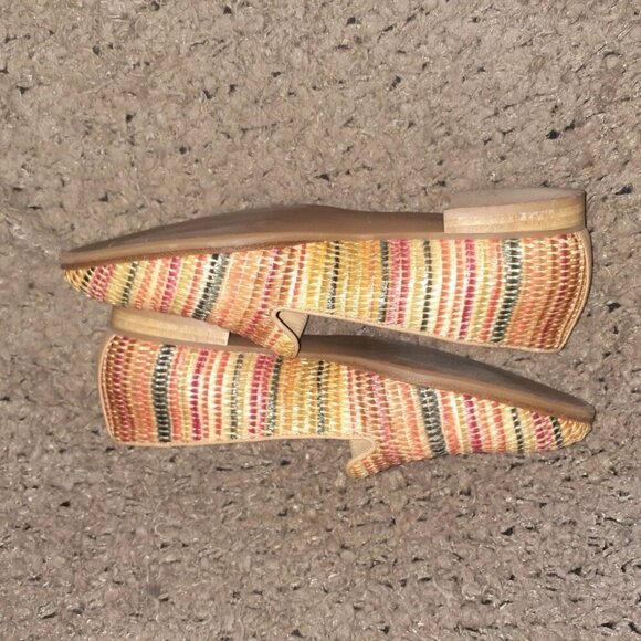 MATTEO BERTONI-Italy-Superb Multicolor Glazed Straw/Leather Flat-Sz 37-Excellent - Picture 6 of 8